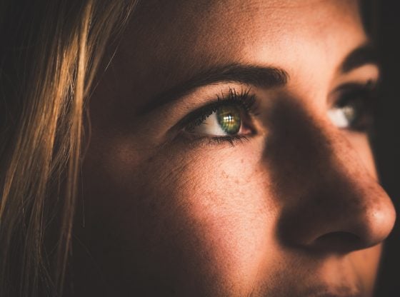 psychic woman eyes looking up