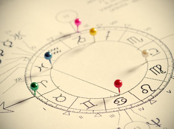Astrological chart with pushpins