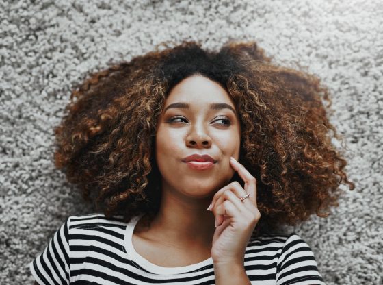 woman pondering an interesting thought