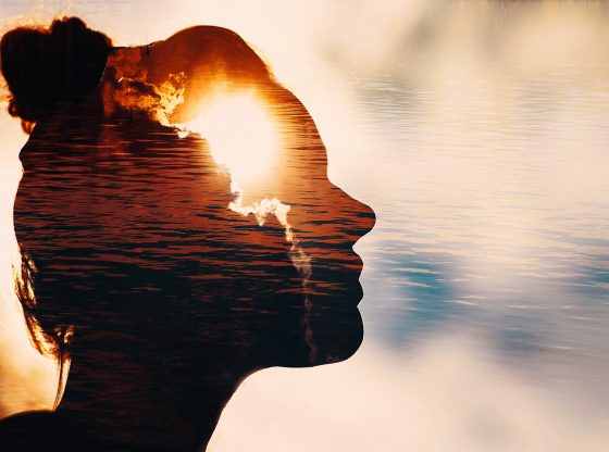 Woman with sun reflection